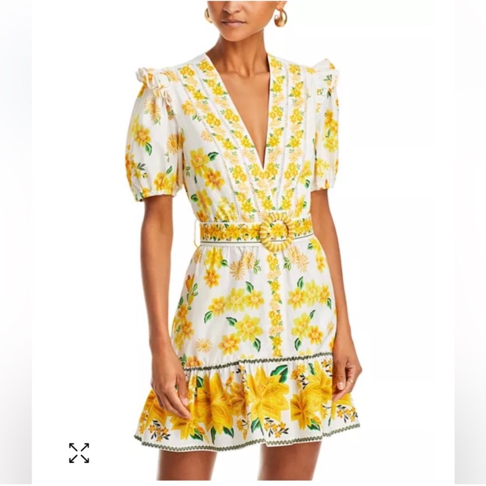 FARM RIO Azalea Yellow Floral Mini Dress